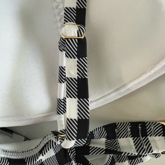 NWT Adore Me Vivien Contour black white gingham bikini 38D top & large bottom - Picture 9 of 16